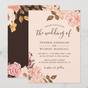 Herbst-Rotgold-Blumen-Hochzeitseinladung Einladung