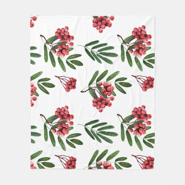 Herbst Rowan, helles Aquarellfeld. Fleecedecke (Vorderseite)