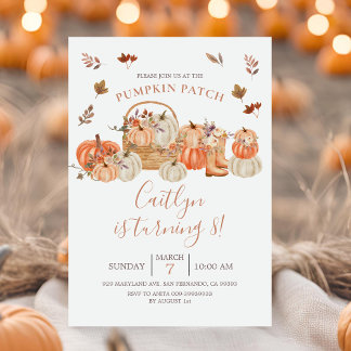Herbst Rustic Pumpkin Patch 8. Geburtstagsparty Einladung