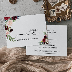 Herbst Rustikal Dazzling Burgundy Song Anfrage UAw RSVP Karte