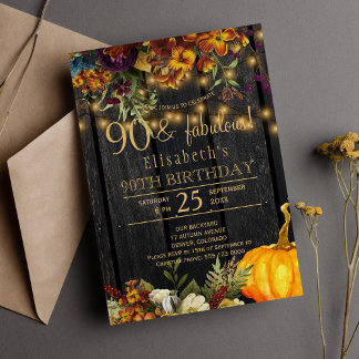 Herbst rustikal florale Chic 90 sagenhafte Jahre Einladung