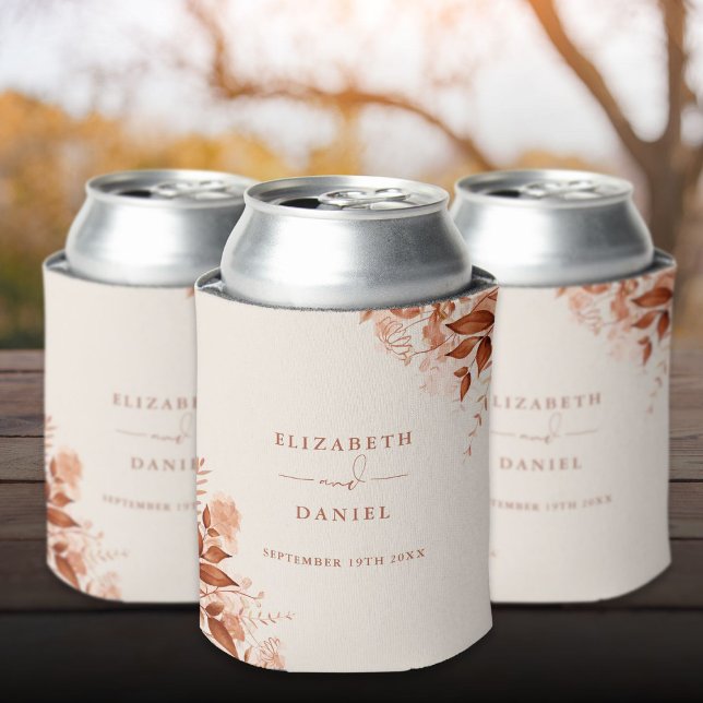 Herbst Rustikale Blumenhochzeit Dosenkühler (Autumn Fall Rustic Floral Wedding Can Cooler)