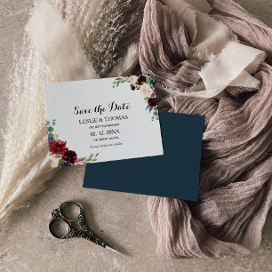 Herbst Rustikale Burgund Hochzeit speichern Datum Einladung