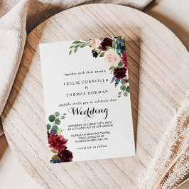 Herbst Rustikale Dazzling Burgund Hochzeit Einladung