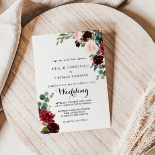 Herbst Rustikale Dazzling Burgund Hochzeit Einladung