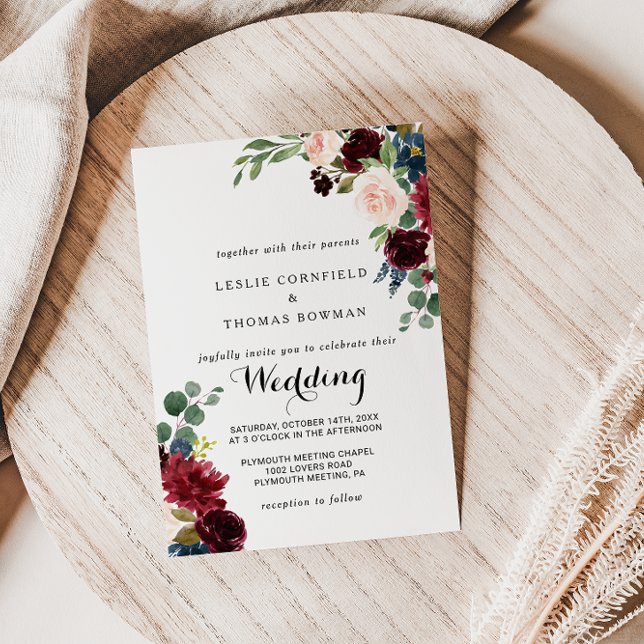 Herbst Rustikale Dazzling Burgund Hochzeit Einladung (Von Creator hochgeladen)