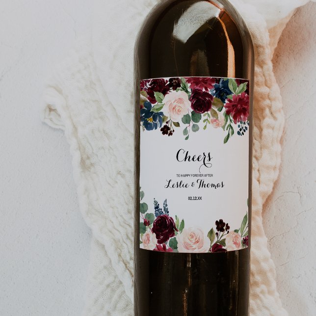 Herbst Rustikale Dazzling Burgund Hochzeit Weinetikett (Von Creator hochgeladen)