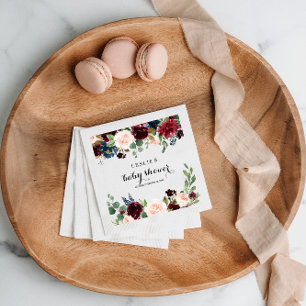 Herbst rustikale Dazzling Burgundy Babydusche Serviette