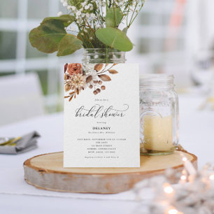 Herbst Rustikale Flora, Brautparty Einladung