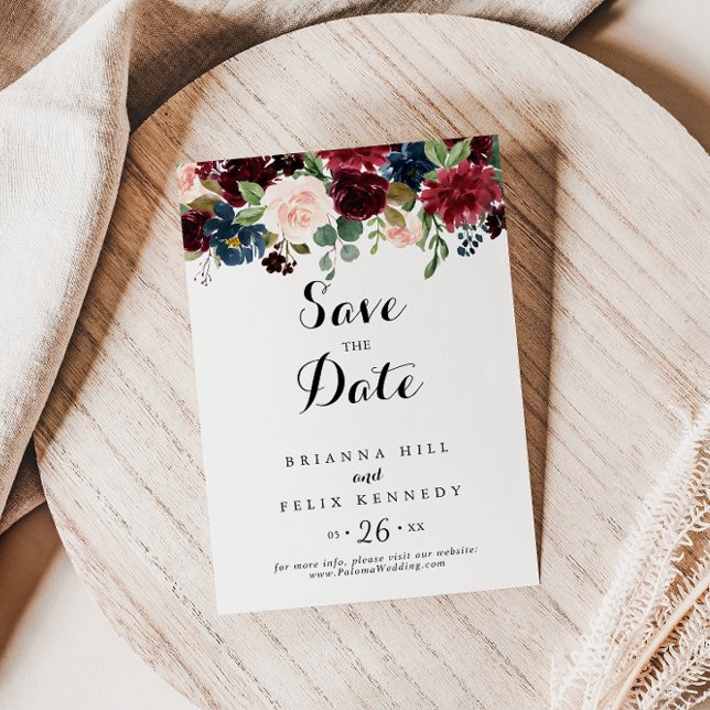 Herbst Rustikale Hochzeit Burgund Moderne Kalligra Save The Date (Von Creator hochgeladen)