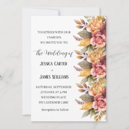 Herbst Rustikale Hochzeit der Wasserfarben Einladung