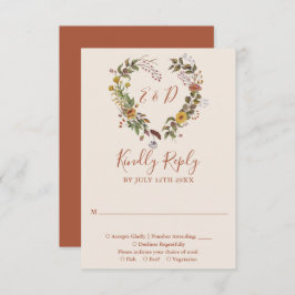 Herbst Rustikale Hochzeit Terrakotta auf dem Monte RSVP Karte