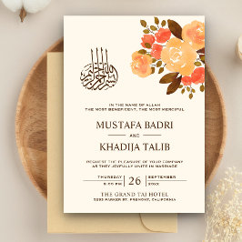 Herbst Rustikale islamische Hochzeit mit floraler Einladung