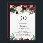 Herbst Rustikale Kalligraphie 30. Geburtstag Party Einladung<br><div class="desc">Die rustikale Kalligraphie aus dem 30. Jubiläum der Party Einladung ist perfekt für eine moderne Geburtstagsparty. Das Design ist bordeauxrot,  rot,  mariniert,  blau und rot,  strahlend und anmutig handbemalte Blume,  die die natürliche Schönheit inspiriere.</div>