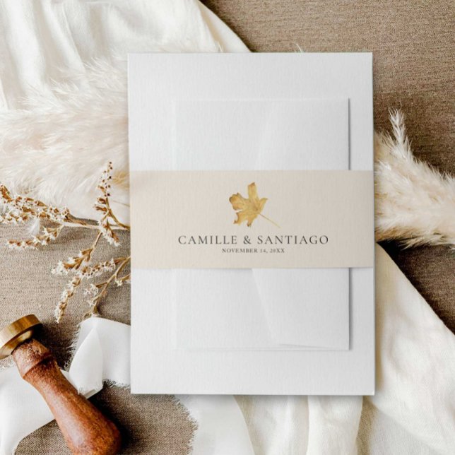 Herbst Rustikale Minimalistische Hochzeit Einladungsbanderole (Fall outdoor wedding belly band)