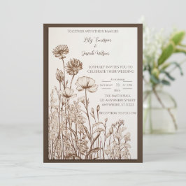 Herbst Rustikale Wildblume Hochzeit Einladung