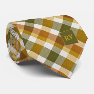 Herbst Rustikaler Fall Kariert Mit Monogramm Krawatte