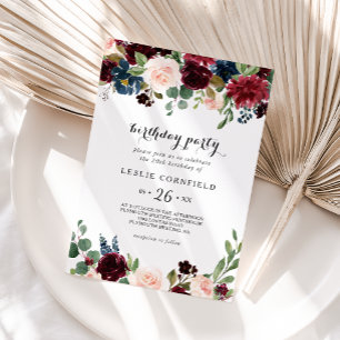 Herbst Rustikales Burgund 20. Geburtstagsparty Einladung