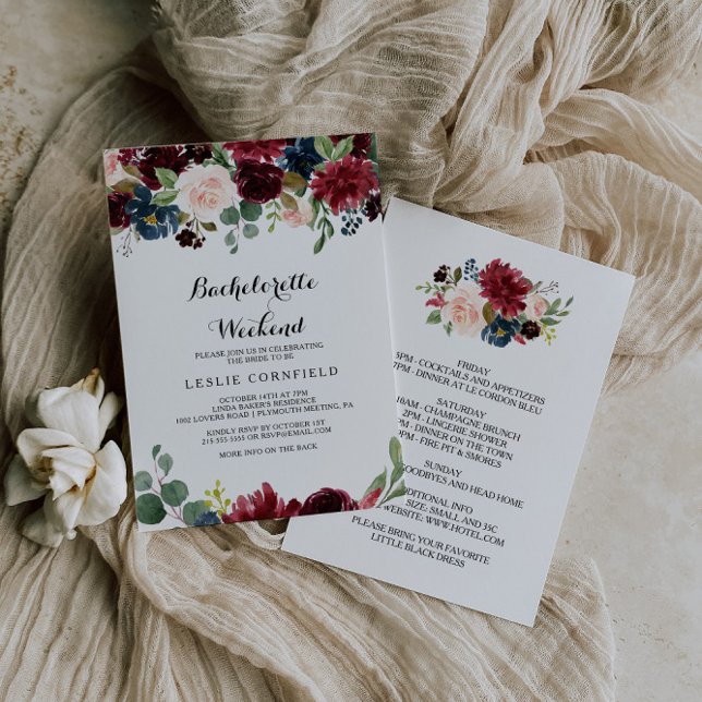 Herbst Rustikales Burgund Bachelorette Einladung (Von Creator hochgeladen)