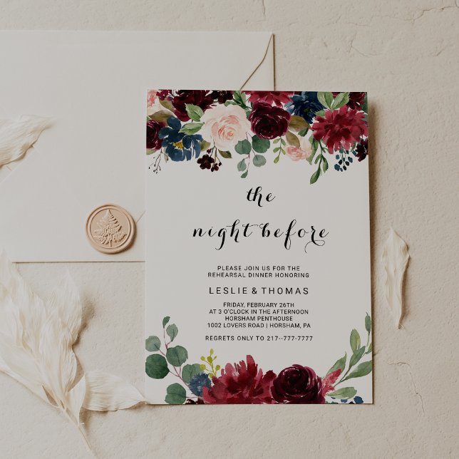 Herbst rustikales Dazzling Burgund die Nacht vor Einladung (Von Creator hochgeladen)