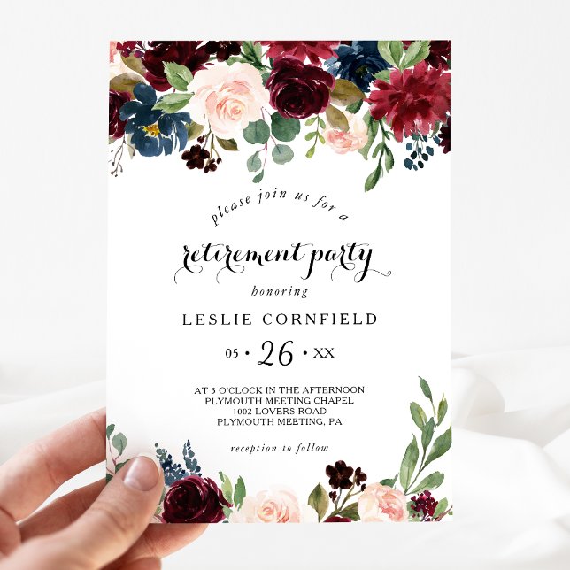 Herbst Rustikales Dazzling Burgund Rente Party Einladung (Von Creator hochgeladen)