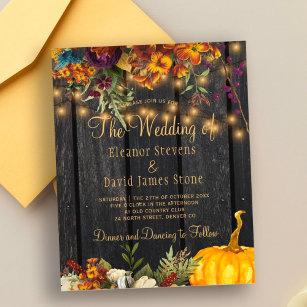 Herbst rustikales Holz Budget Einladung Hochzeit
