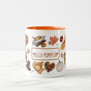Herbst Saison Erntedank Hallo Pumpkin Zweifarbige Tasse