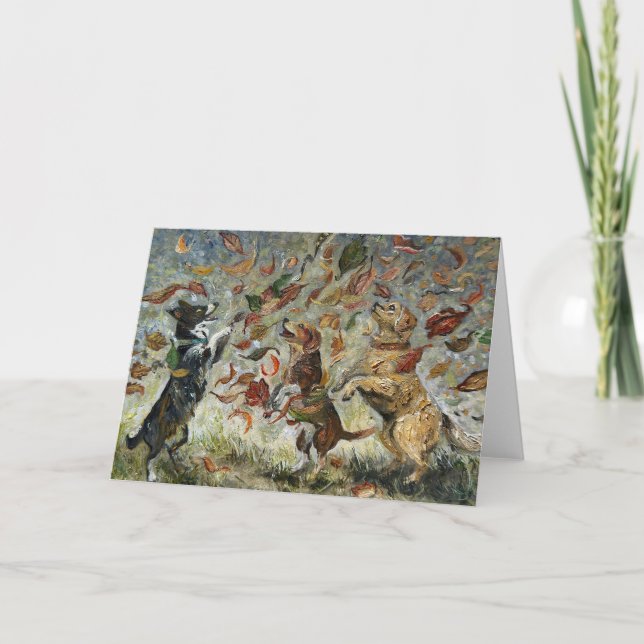 Herbst Schwanzwedeln Launiger Golden Retriever Hun Karte (Vorderseite)