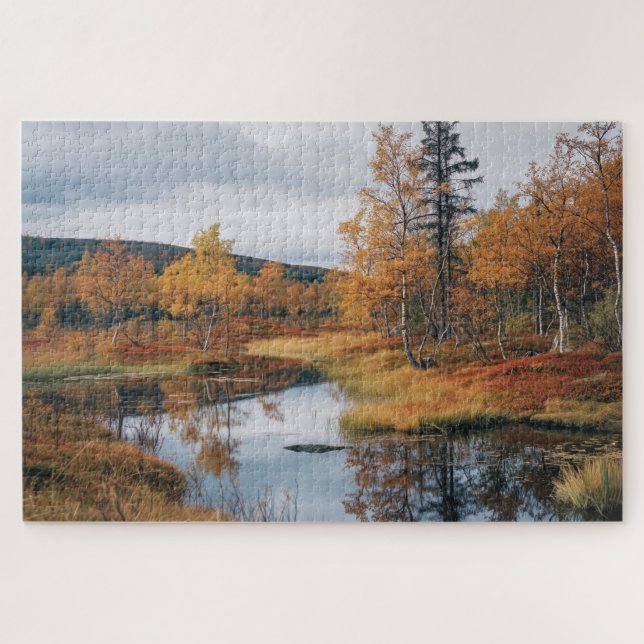 Herbst Serenade Finnisch Ruska Reflektionen Puzzle (Horizontal)