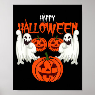 Herbst-Shirt mit Kürbisgesicht-Geistern des Herbst Poster