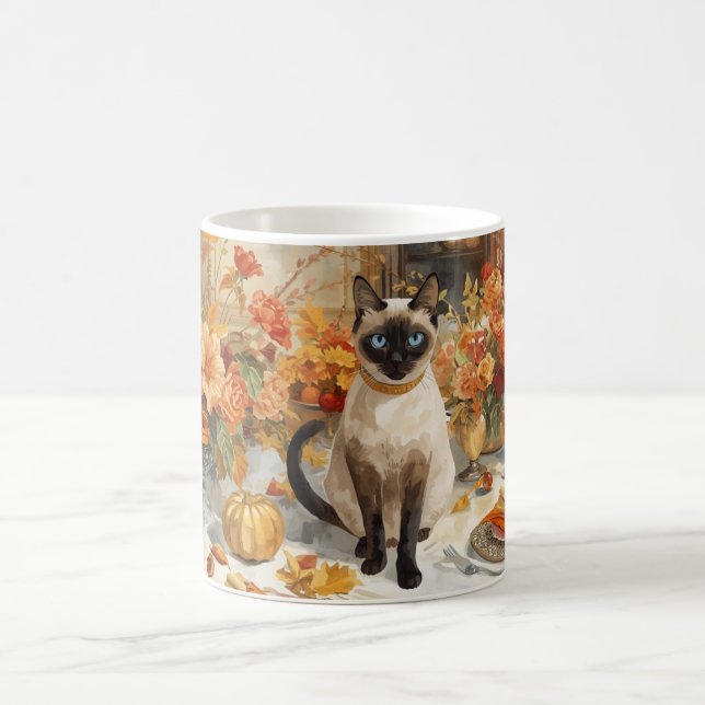 Herbst Siamese Katze am Tisch Kaffeetasse (Mittel)