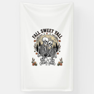 Herbst-Skelett-Paar Vintage-Stich Herbst-Shir Banner