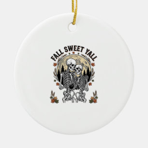 Herbst-Skelett-Paar Vintage-Stich Herbst-Shir Keramik Ornament