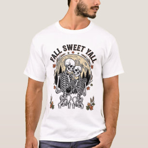 Herbst-Skelett-Paar Vintage-Stich Herbst-Shir T-Shirt