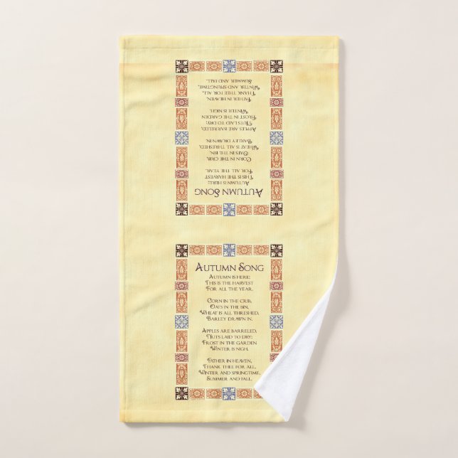 Herbst Song Erntedank Gedicht mit Grenzen Handtuch (Handtuch)