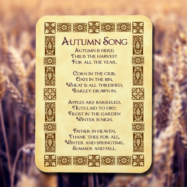 Herbst Song Vintag Art Erntedank Gedicht Magnet (Von Creator hochgeladen)