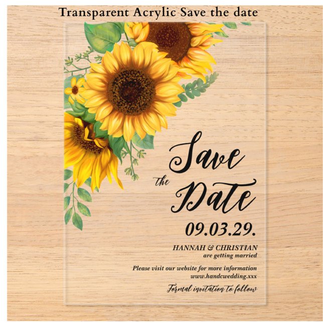 Herbst-Sonnenblume Save the Date Acryleinladungen (Von Creator hochgeladen)