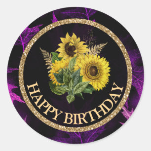 Herbst Sonnenblumen Alles Gute zum Geburtstag Runder Aufkleber