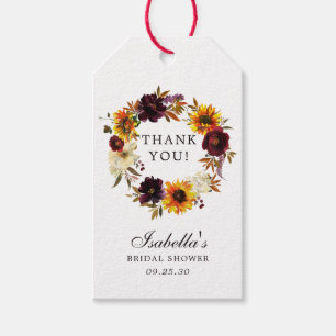 Herbst-Sonnenblumen-Blumen-Hochzeitsdusche-Gunstbe Geschenkanhänger