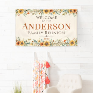 Herbst-Sonnenblumen-Familientreffen Willkommen Banner