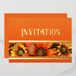 Herbst Sonnenblumen Florals Foil Einladung
