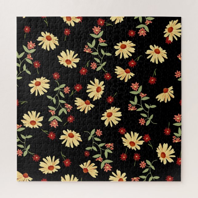 Herbst Sonnenblumen: Rot-Orange Harmonie. Puzzle (Vertikal)