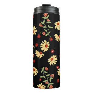 Herbst Sonnenblumen: Rot-Orange Harmonie. Thermosbecher