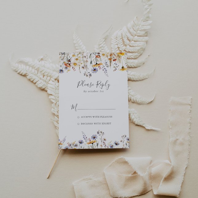 Herbst Sonnenschein Elegante Wildblume Minimalisti RSVP Karte (Von Creator hochgeladen)