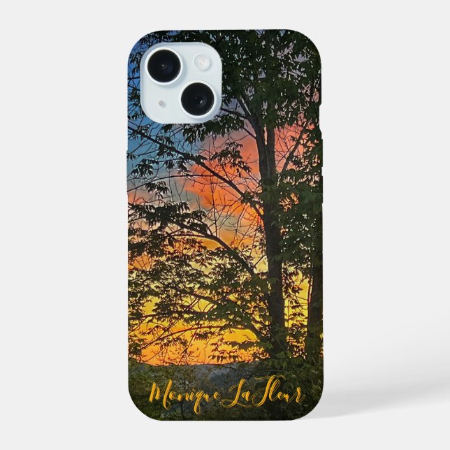 "Herbst Sonnenuntergang" iPhone 15 Hülle (Rückseite)