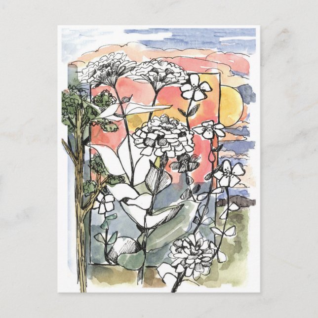 Herbst Sonnenuntergang Sommergarten Wüste Postkarte (Vorderseite)