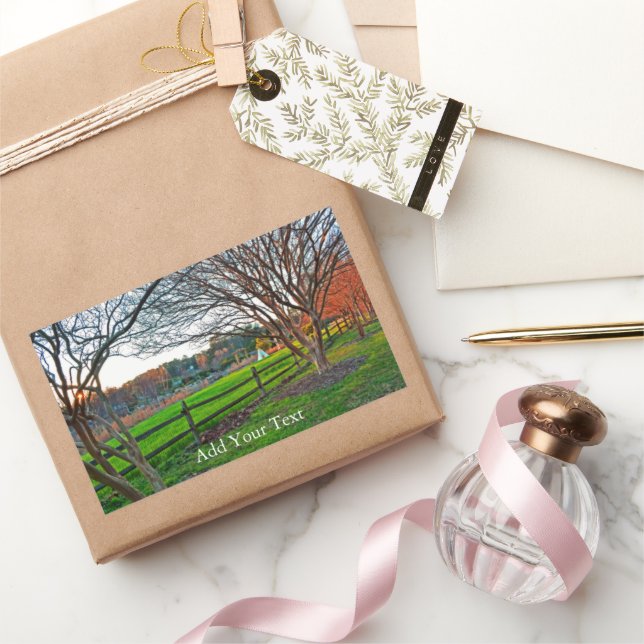 Herbst Sonnenuntergang von Shirley Taylor Rechteckiger Aufkleber (Schenken)