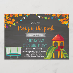 Herbst Spielplatz Party Einladung