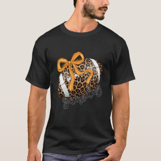Herbst-Spieltag Leopard Football Coquette Bow Touc T-Shirt