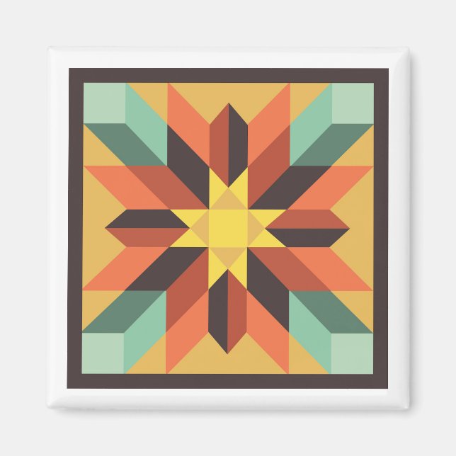 Herbst Star Barn Quilt Magnet (Vorne)